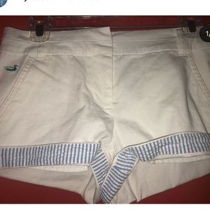 Southern marsh white shorts with seer sucker trim